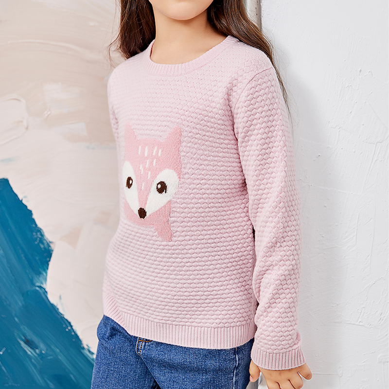 Pink Cute Quiet Squirrel Decorative Girl Pullover Sweater