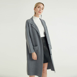 Grey Premium Simple New Style Women's Trench Knitted Coat For Women