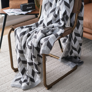 Personalized Modern Geometric Chunky Intarsia Knit Throw Blankets